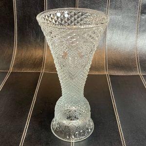 Vintage Vase/Candle Holder Cut Glass Heart Design